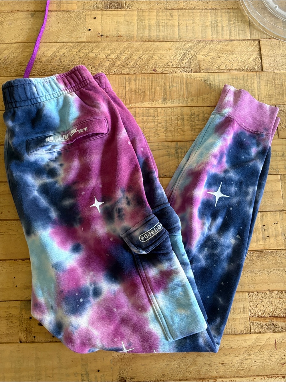 Nike Kids Galaxy Tie-Dye Cargo Joggers - Blue Pink Purple